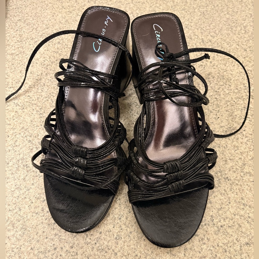 Circus by Sam Edelman Women's Size 8.5 Oriana Black NWOB Block Heel 3" Tie-Up - Picture 4 of 7